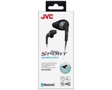 JVC HA-EN15W-B-U Sport-Kopfhörer Bluetooth IPX2 Freisprechfunktion Fernbedienung schwarz