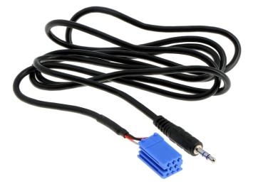 AUX IN Adapter ALFA ROMEO LANCIA FIAT ab 2007 Mini ISO blau - 3,5mm Klinke