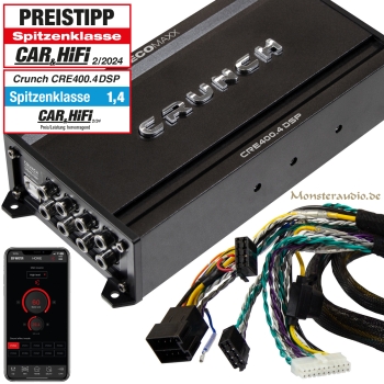 Crunch CRE400.4DSP-ISO plug&play 4-Kanal Verstärker mit 6-Kanal DSP 1m ISO-Anschlusskabel