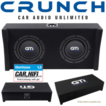 Crunch GTI-200S 20cm + 20cm Subwoofer in downfire Bassbox 400 Watt GTI200S
