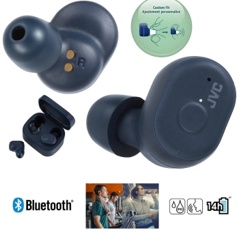 JVC HA-A10T-A-U Bluetooth In-Ear Kopfhörer blau True Wireless Ladebox Mikro IPX5