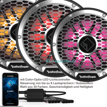Rockford M1 Color Optix Marine Subwoofer 30cm 1200 Watt M1D2-12 weiß mit LED-Beleuchtung
