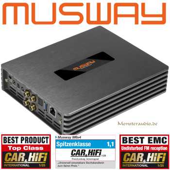 Musway M6v4 EVO 6-Kanal Micro Verstärker Endstufe mit 8-Kanal DSP M6 v4 auf offene Enden