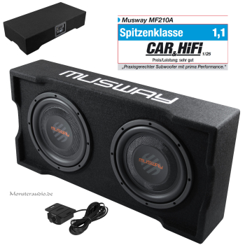 Musway MF210A 2 x 25cm Aktivsubwoofer downfire Sub + Verstärker 800 Watt MF-210A