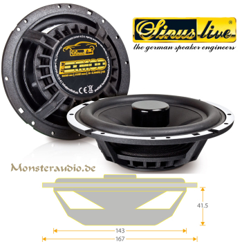 Sinuslive SL-16 EXMOD 16cm Kicker Kickbass-Lautsprecher Flach 160mm 100 Watt Sinus Live SL16