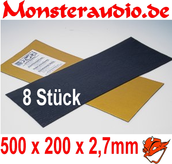 Monsteraudio - 8 x Sinuslive ADM Anti-Dröhn-Matte Dämmmatte je 20x50cm  selbstklebend (Gesamt 0,8m², Grundpreis 34,99 €/m²)