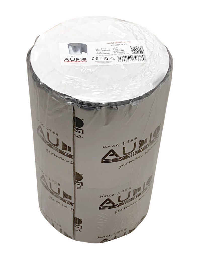 Monsteraudio - Audio System ALU250 2,5m² Alubutyl 1,25mm selbstklebend  Dämmmaterial Rolle 10m x 0,25m = 2,5m² Grundpreis 31,60€/m²