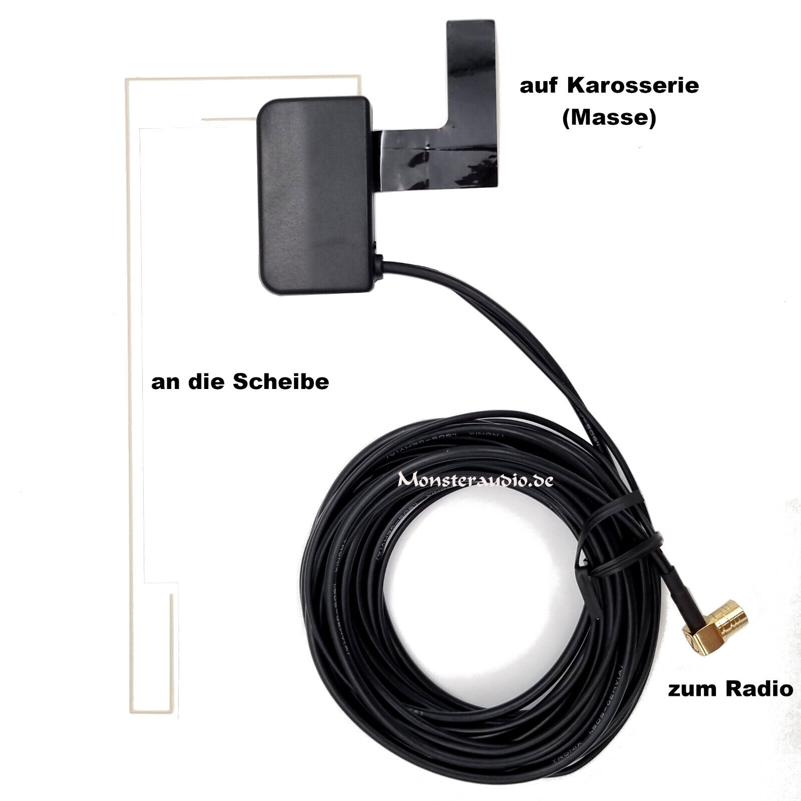 Antenne DAB+ Pour Autoradio - Montage Vitre, Câble 3m, Réception Numérique Optimisée Voiture - 7