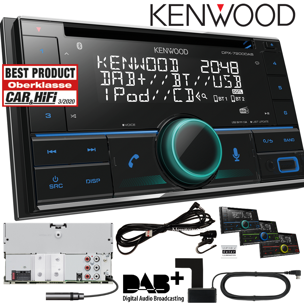 Monsteraudio Kenwood DPX7200DAB 2DIN DAB+ Autoradio mit DAB Antenne