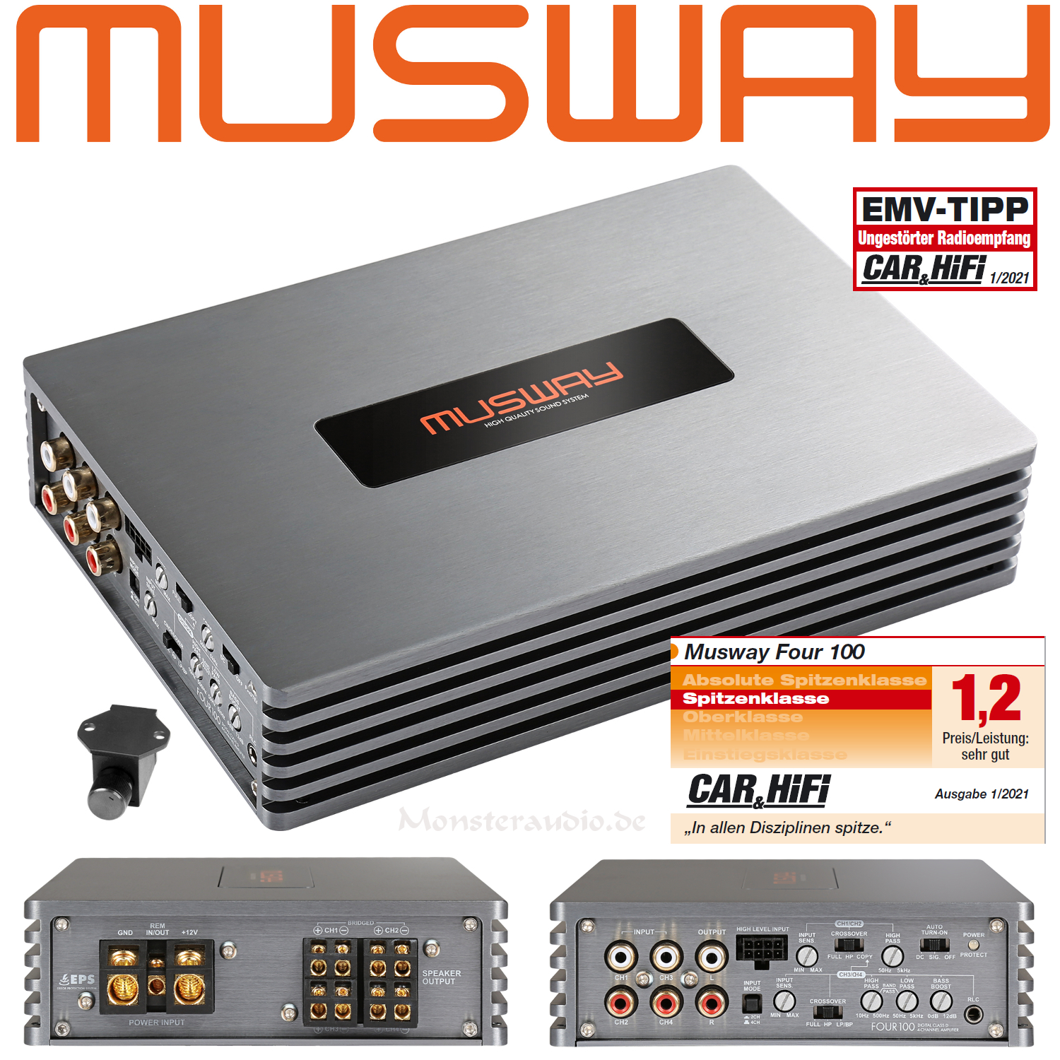 Monsteraudio - Musway FOUR100 4-Kanal Verstärker Endstufe Four 100