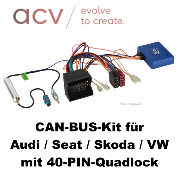 ACV CAN-Bus Kit VAG 40-Pin Quadlock auf ISO Antenne Fakra auf DIN lose