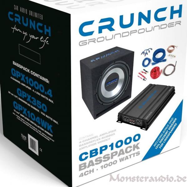 Crunch CBP-1000 Komplettanlage 30cm Subwoofer & 4-Kanal Verstärker & Kabelset 1000 Watt CBP1000