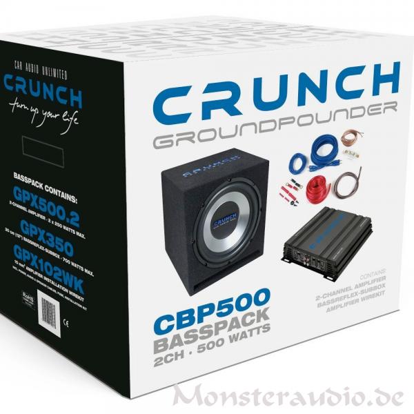 Crunch CBP-500 Komplettanlage 30cm Subwoofer & 2-Kanal Verstärker & Kabelset 500 Watt CBP500