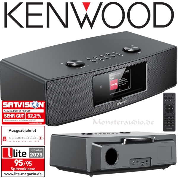 Kenwood CR-ST700SCD-B WiFi Internetradio DAB+ FM UKW Blueooth CD UBS TFT schwarz CRST700SCD