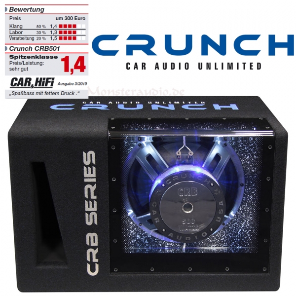 Crunch CRB-501 30cm Subwoofer im Bandpassgehäuse 1000 Watt CRB501