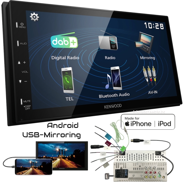 Kenwood DMX129DAB 2-DIN DAB+ Autoradio android USB-mirroring Touch Bluetooth