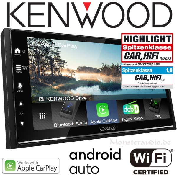 Kenwood DMX-7722DABS 2-DIN Autoradio mit WiFi apple carplay android auto Touchmonitor DAB+ DMX7722DABS