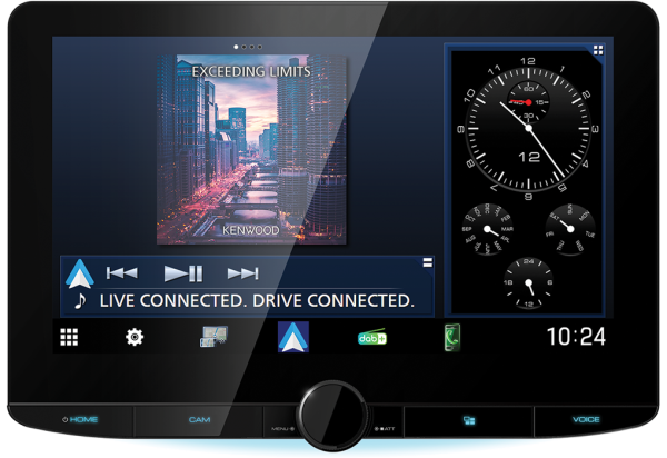 Kenwood DMX9724XDS 25,7cm Navitainer 1-DIN Chassis mit 10,1" HD-Display Navi Navigation DAB Doppel-DIN