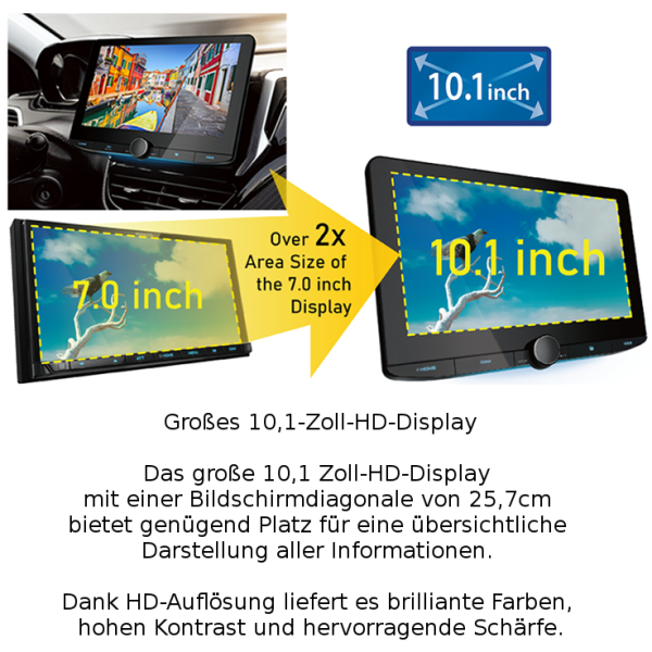 Kenwood DMX9724XDS 25,7cm Navitainer 1-DIN Chassis mit 10,1" HD-Display Navi Navigation DAB Doppel-DIN