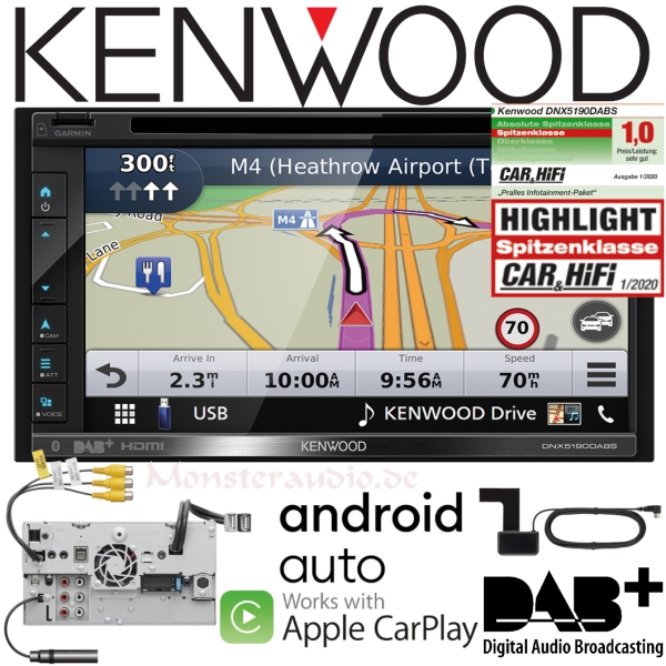 Kenwood DNX5190DABS 17,3cm Navitainer 2-DIN Navi Navigation DAB Doppel-DIN