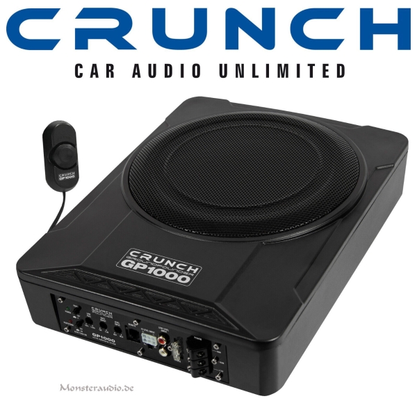 Crunch GP-1000 25cm Aktivsubwoofer Untersitz Sub + Verstärker 200 Watt GP1000