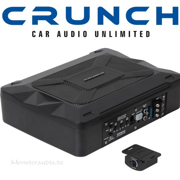 Crunch GP-600 20x13cm Aktivsubwoofer Untersitz Sub + Verstärker 200 Watt GP800