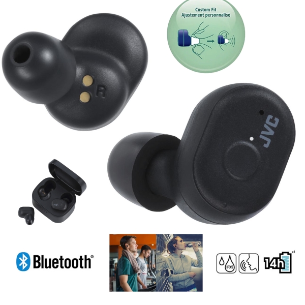 JVC HA-A10T-B-U Bluetooth In-Ear Kopfhörer schwarz True Wireless Ladebox Mikro IPX5