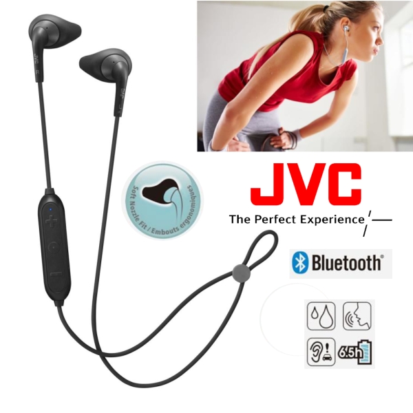 JVC HA-EN15W-B-U Sport-Kopfhörer Bluetooth IPX2 Freisprechfunktion Fernbedienung schwarz