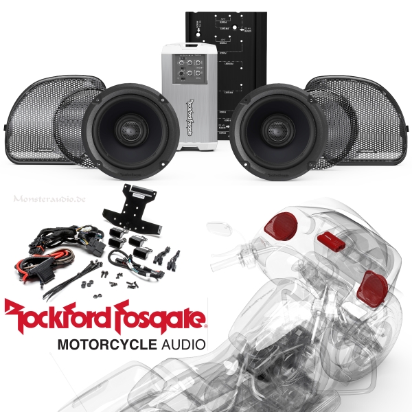 Rockford Fosgate HD14RGSG-STAGE2 Set Lautsprecher Verstärker für Harley Davidson Road / Street Glide ab 2014