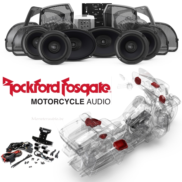 Rockford Fosgate HD14U-STAGE3 Set Lautsprecher Verstärker für Harley Davidson CVO Limited Ultra ... ab 2014