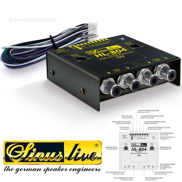 Sinuslive HL-804 4-Kanal High-Low-Level Konverter mit EPS HL804