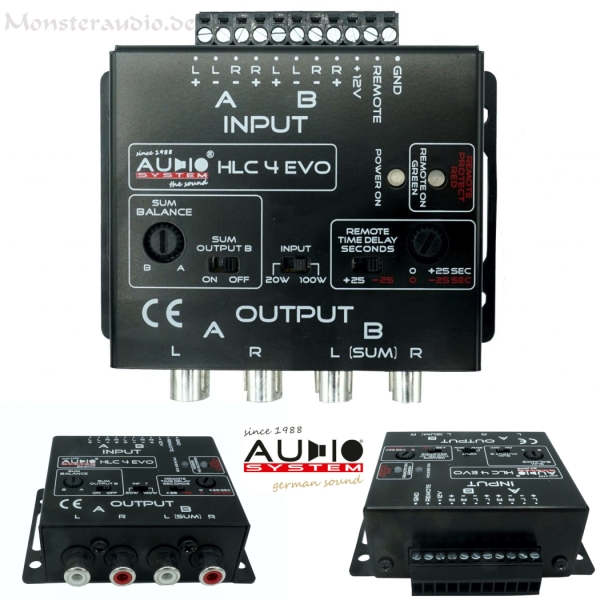 Audio System HLC-4 EVO 4-Kanal High-Low-Level-Adapter-Converter Autoradio Remote HLC4