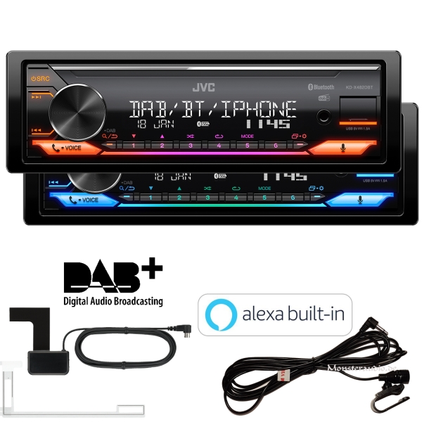 JVC KD-X482DBT DAB+ Bluetooth MP3-Autoradio mit DAB Antenne USB & AUX-IN Android/iOS Steuerung (ohne CD)