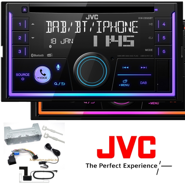 JVC KW-DB95BT mit DAB+ Antenne Autoradio Bluetooth digital Radio 2-DIN