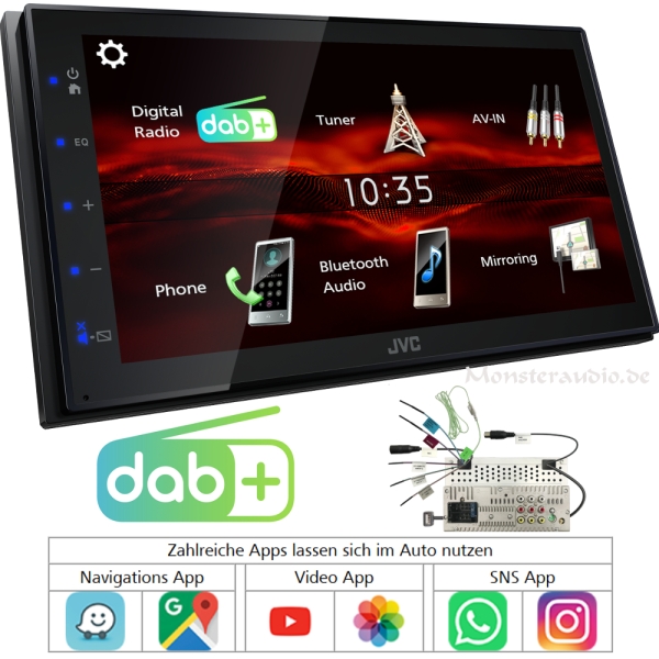 JVC KW-M180DBT 2-DIN Autoradio mit android USB-mirroring Touchmonitor DAB+  KWM180DBT