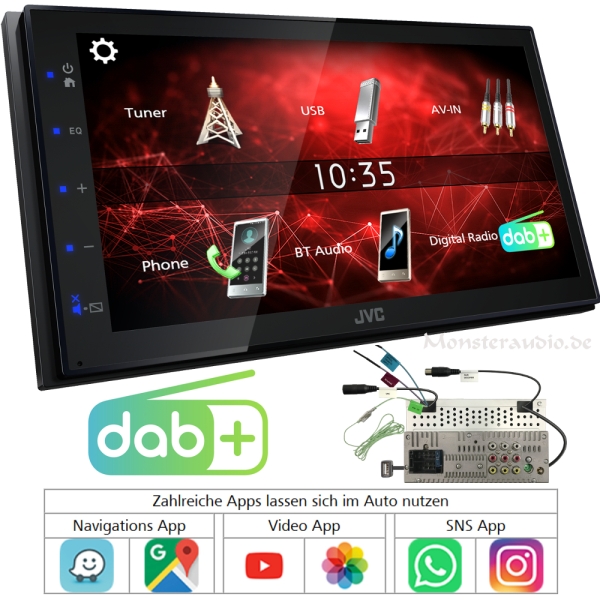 JVC KW-M27DBT 2-DIN Autoradio mit android USB-mirroring Touchmonitor DAB+  KWM27DBT