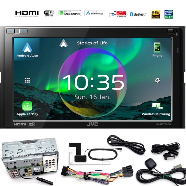 JVC KW-M875DBW 2-DIN Autoradio mit WiFi Touchscreen Bluetooth DAB für android auto apple carplay