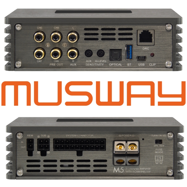 Musway M5 5-Kanal Micro Verstärker Endstufe mit 9-Kanal DSP + MPK-ISO 25 Kabelsatz