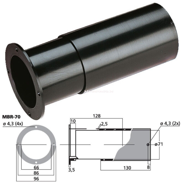 Monacor MBR-70 Bassreflexrohr 6,6cm variabel Länge 12-24cm MB70