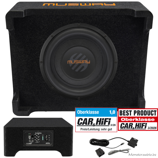 Musway MF110A 25cm Aktivsubwoofer downfire Sub + Verstärker 650 Watt MF-110A