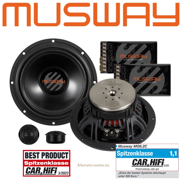 Musway MG-6.2C 16,5cm 2-Wege Komponenten Lautsprecher 165mm MG6.2C 250 Watt