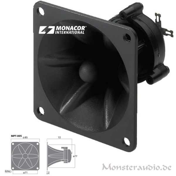 Monacor MPT-005 Piezo-Hochtöner eckig 225 Watt