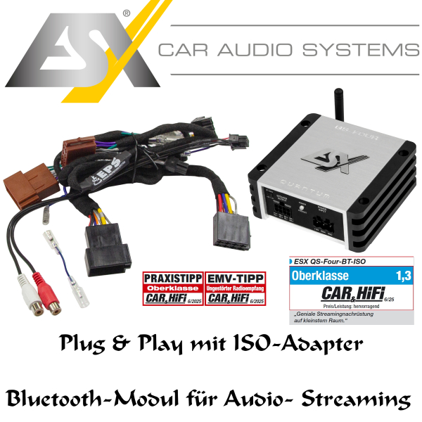 ESX QS-FOUR-BT-ISO plug&play 4-Kanal Digital Verstärker mit Bluetooth QSFOUR-BT-ISO