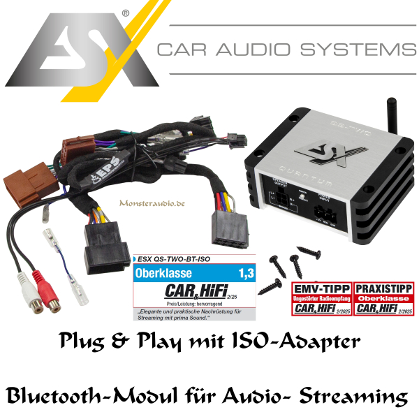 ESX QS-TWO-BT-ISO 2-Kanal Nano Digital Verstärker mit Bluetooth QSTWO-BT ISO