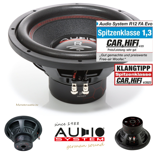Audio System R12 FA EVO 30cm Free Air Subwoofer 575 Watt Radion R12FA