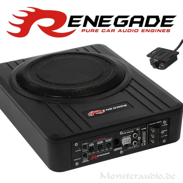 Renegade RS800A 20cm Aktivsubwoofer Untersitz Sub + Verstärker 200 Watt RS-800A