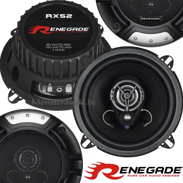 Renegade RX-52 13cm 2-Wege Koaxial Lautsprecher 130mm 160 Watt RX52