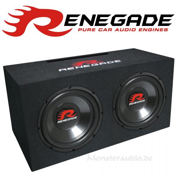 Renegade RXV-1002 2 x 25cm Subwoofer im Bassreflexgehäuse 1000 Watt RXV1002