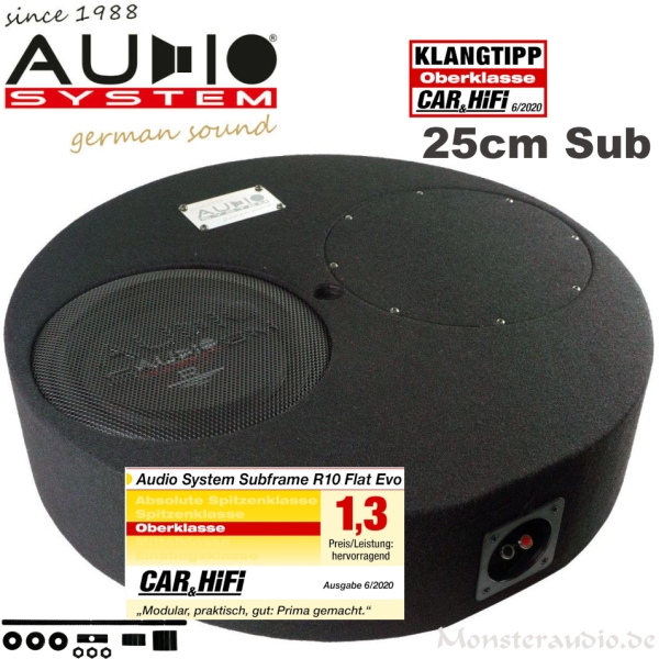 Audio System Subframe R10 Flat EVO2 25cm Subwoofer für Reserveradmulde 400 Watt Radion R-10 Flach