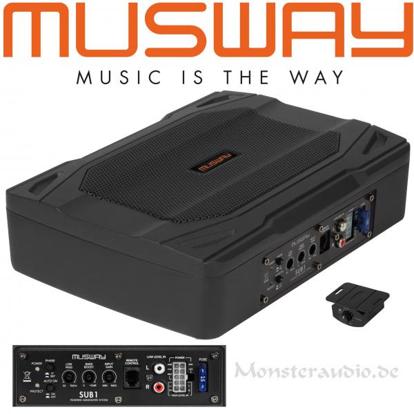 Musway SUB1 20x15cm Aktivsubwoofer Untersitz Sub + Verstärker 200 Watt SUB-1